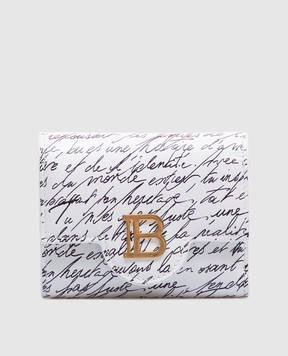 Balmain B-Buzz white leather wallet with Love Letter print EN1NK239LCLL