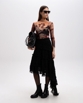 Rokh Black skirt of asymmetrical cut R2CA187