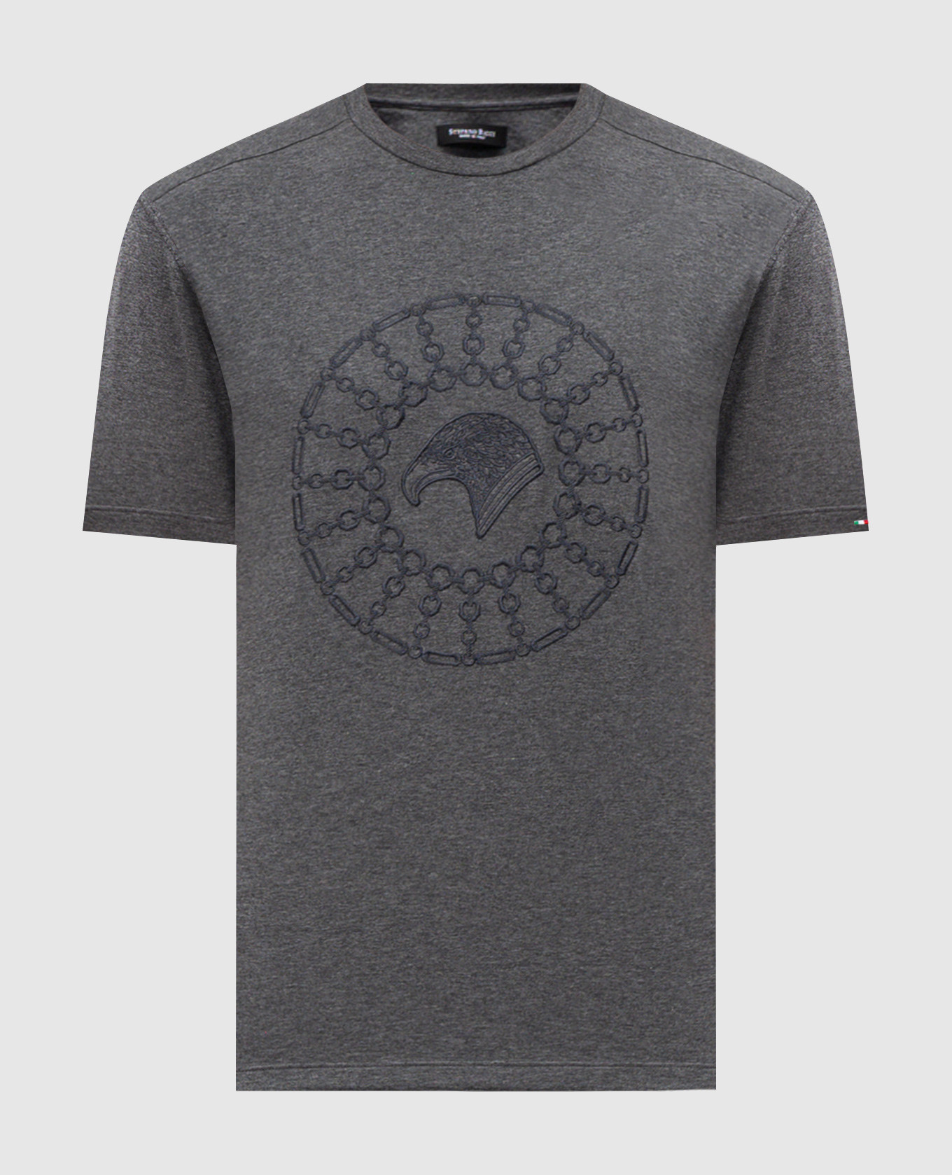 Gray T-shirt with embroidered emblem Stefano Ricci