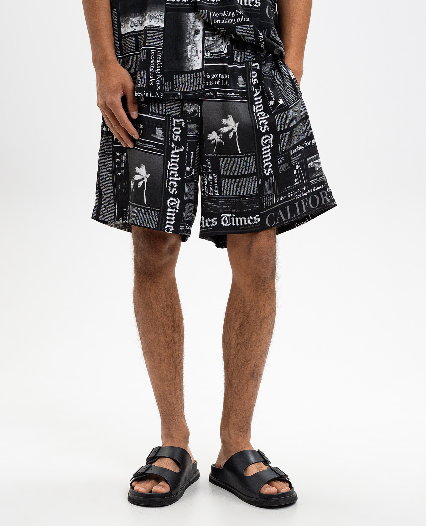 Black shorts with logo print Palm Angels 3