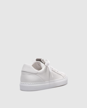 Brunello Cucinelli White leather sneakers with a monil chain MZGSG2525
