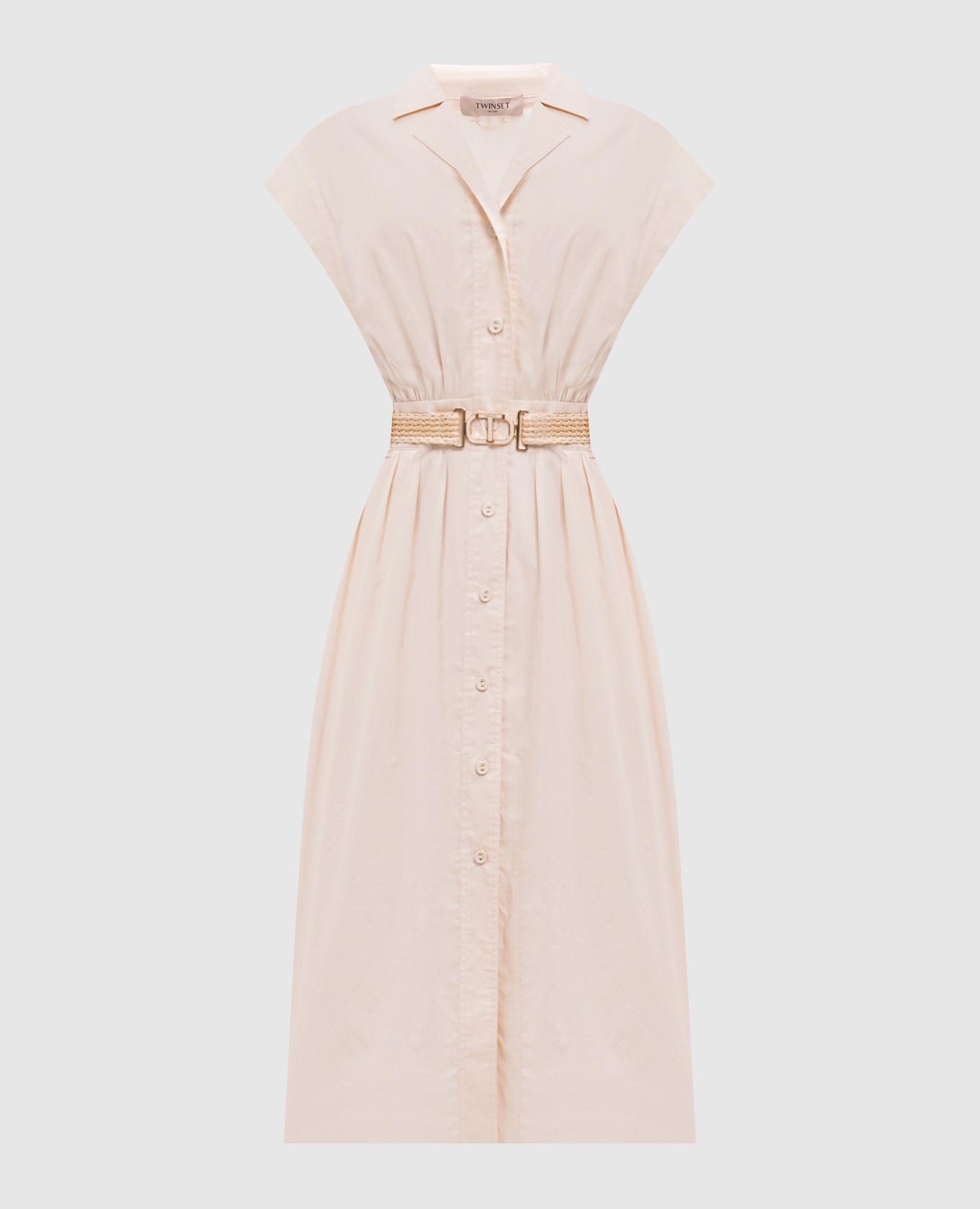 Beige shirt dress with logo Twinset