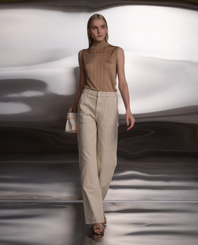 Helmut Lang Beige jeans with logo patch N10DW202