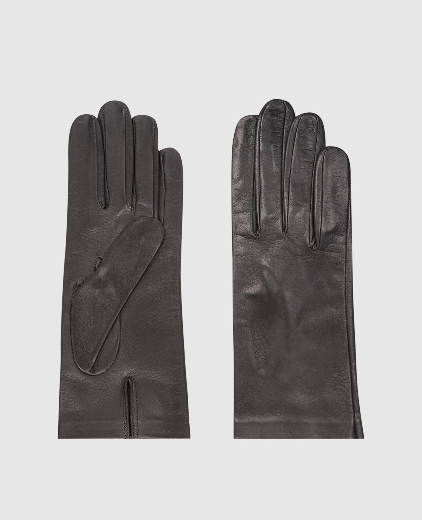 Grey leather gloves with slit Sermoneta Gloves