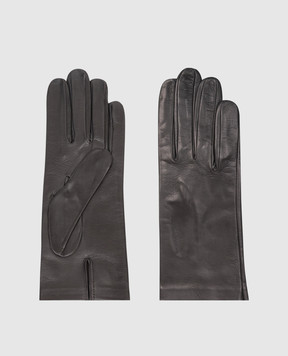 Sermoneta Gloves Grey leather gloves with slit 301B2BT