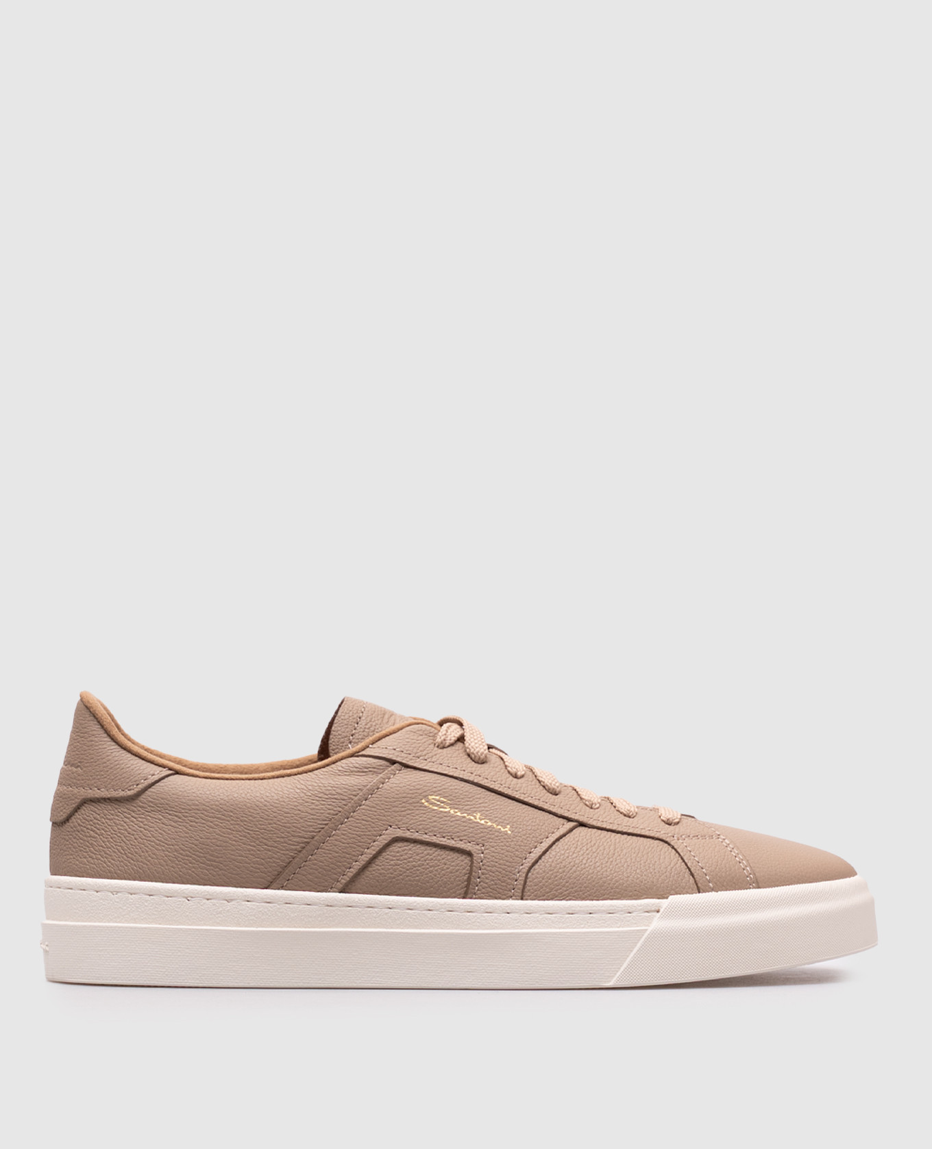 

Beige leather sneakers with logo Santoni