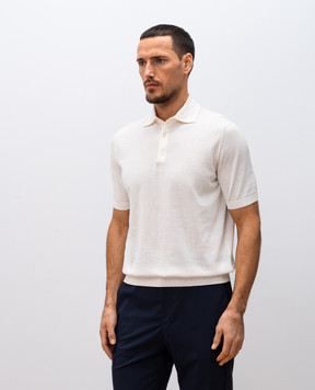 ISAIA White polo shirt with emblem MG8240Y0421