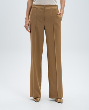Twinset Brown wool trousers with logo 242TP2161