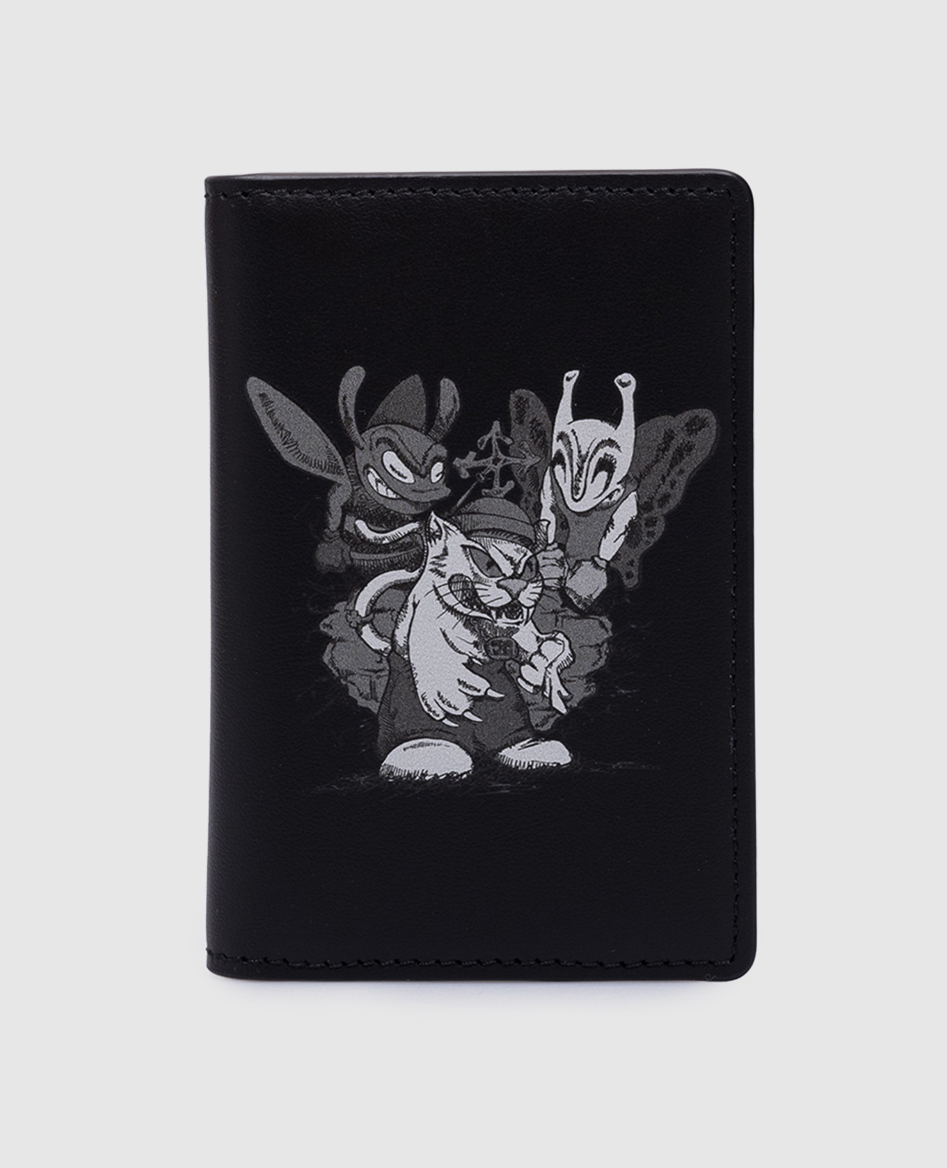 

Black leather cardholder with print Off-White