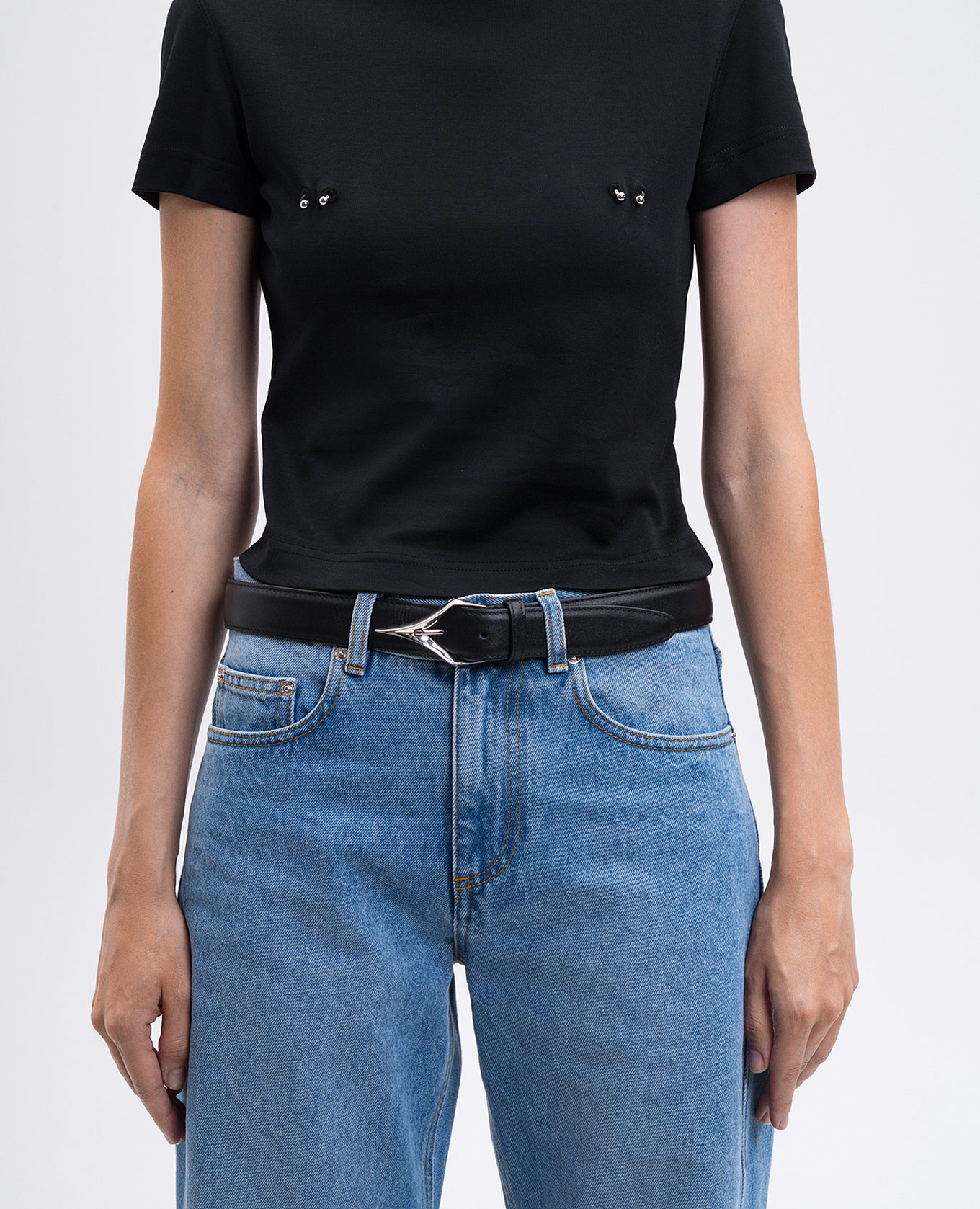 

Black leather belt Thierry Mugler