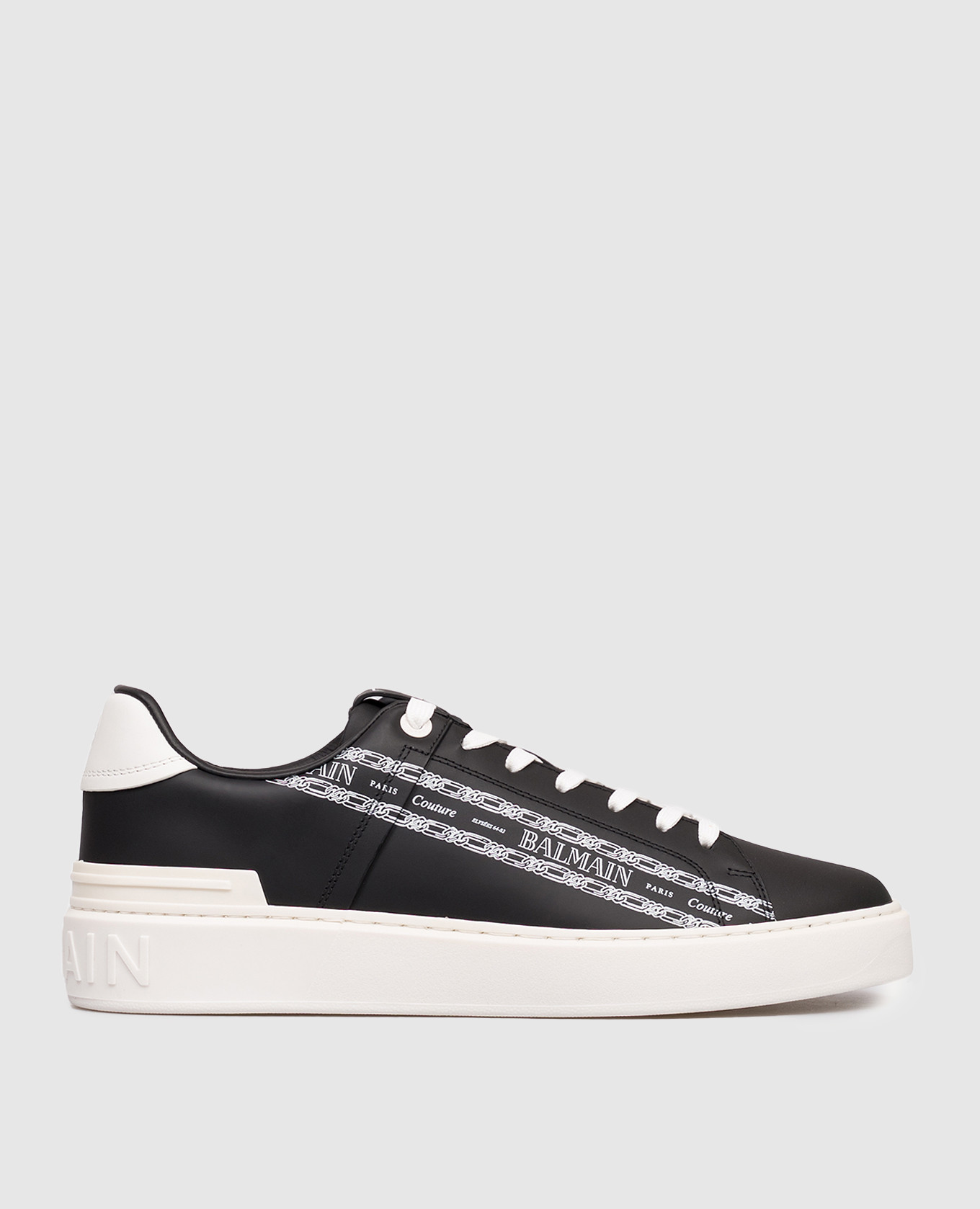 B-Court black leather sneakers with logo print Balmain