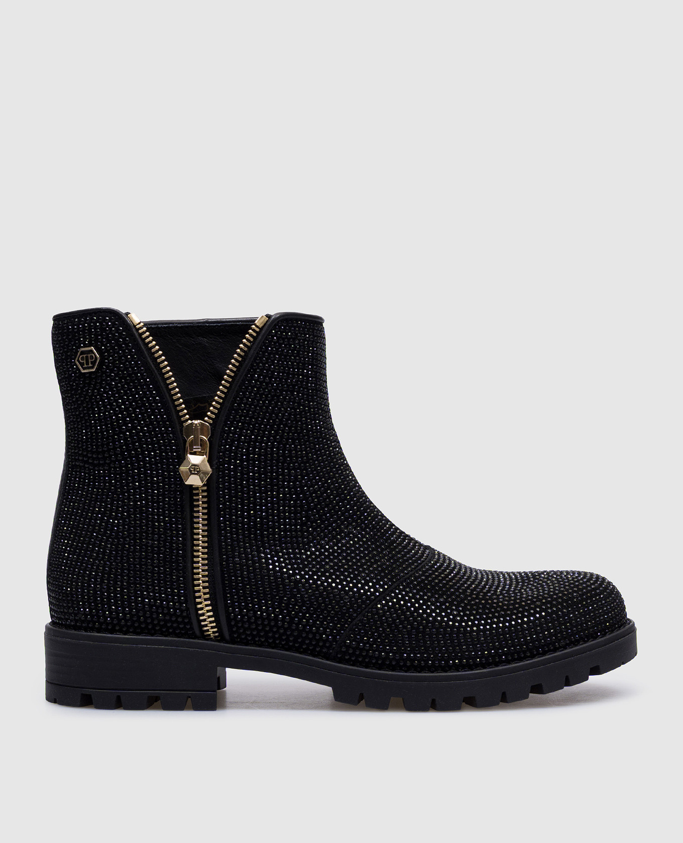 Jasmin children's black suede shoes with crystals philipp plein