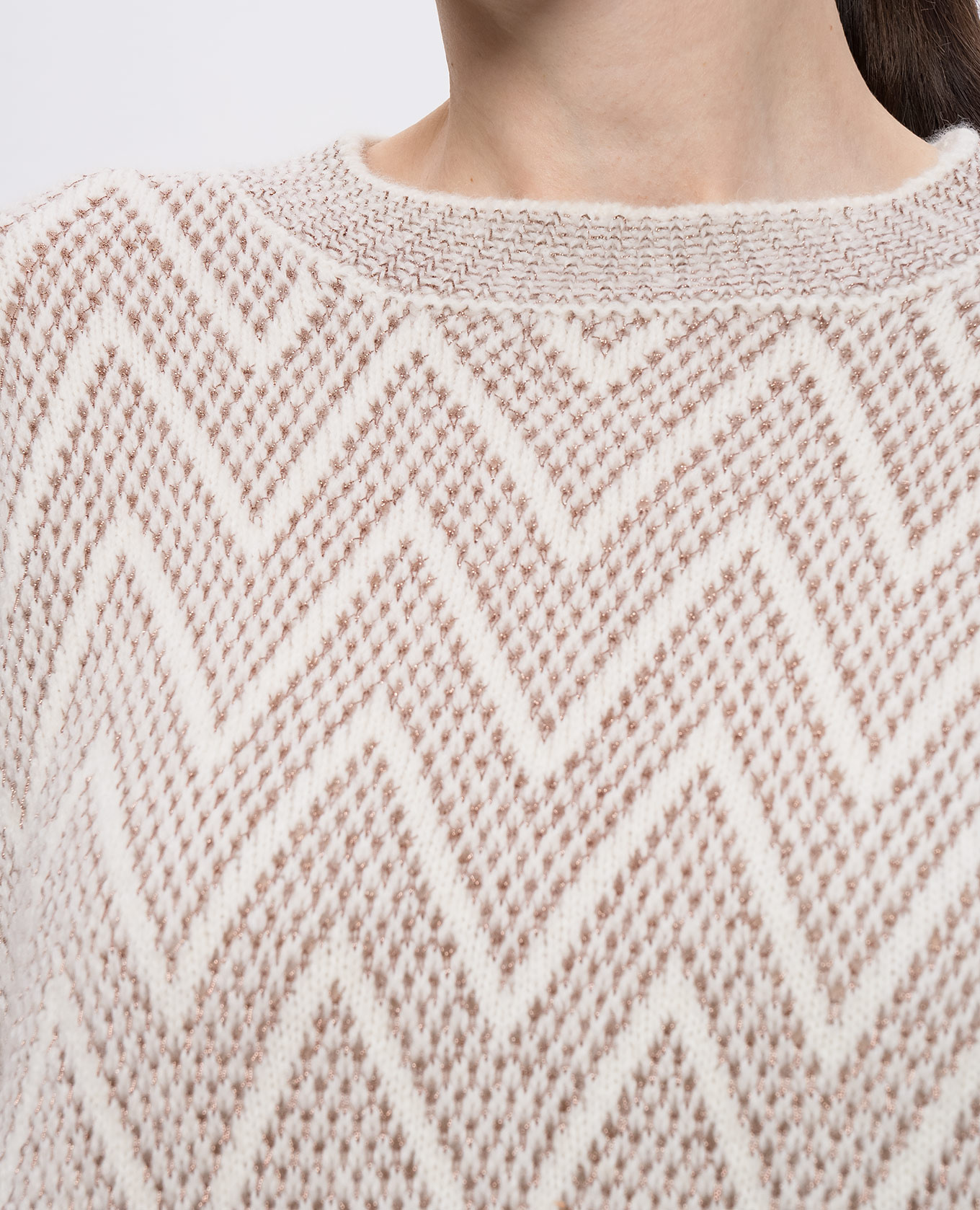 White wool sweater with geometric pattern Peserico 5