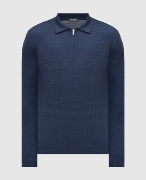 Bertolo Cashmere Blue wool and silk polo shirt 902473002514