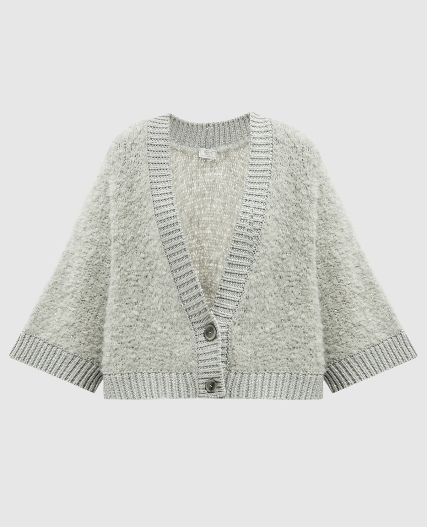 

Gray cardigan with wool, silk and cashmere with lurex Peserico, Grey