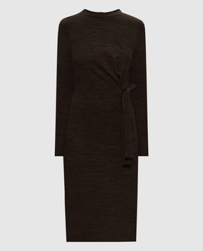 Peserico Brown midi dress with wool S02309J007551