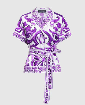 Dolce&Gabbana White printed silk blouse F5G67THI1TK