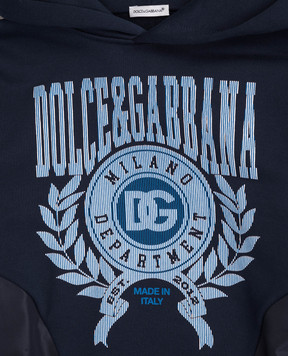 Dolce&Gabbana Children's blue hoodie with logo print L4JWMCG7PDQ812+