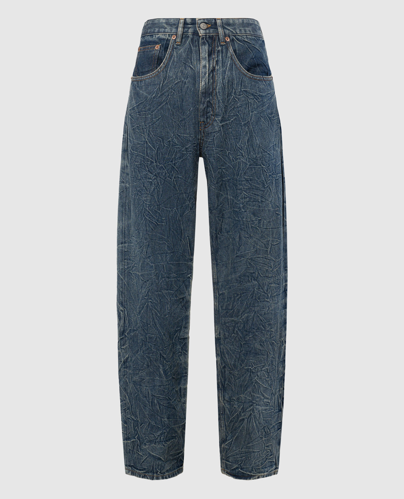 

Blue boyfriend jeans with a harvester effect Maison Margiela MM6, Синий
