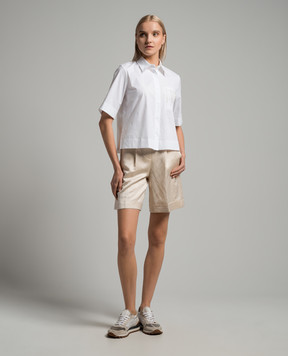 Peserico Beige linen shorts with monil chain P0416306653