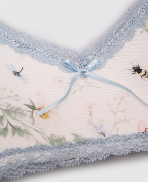 Story Loris Children's white top in floral print with lace 35149