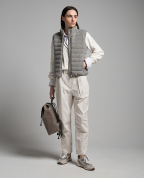 Brunello Cucinelli White pants with logo engraving ML180P8559