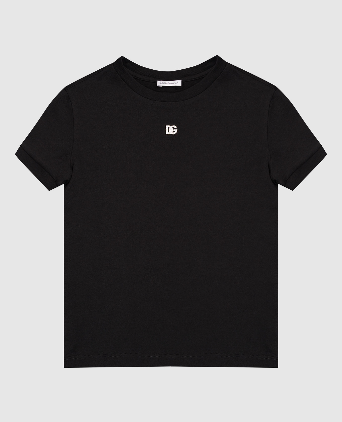Children&#39;s black T-shirt with DG monogram Dolce&Gabbana