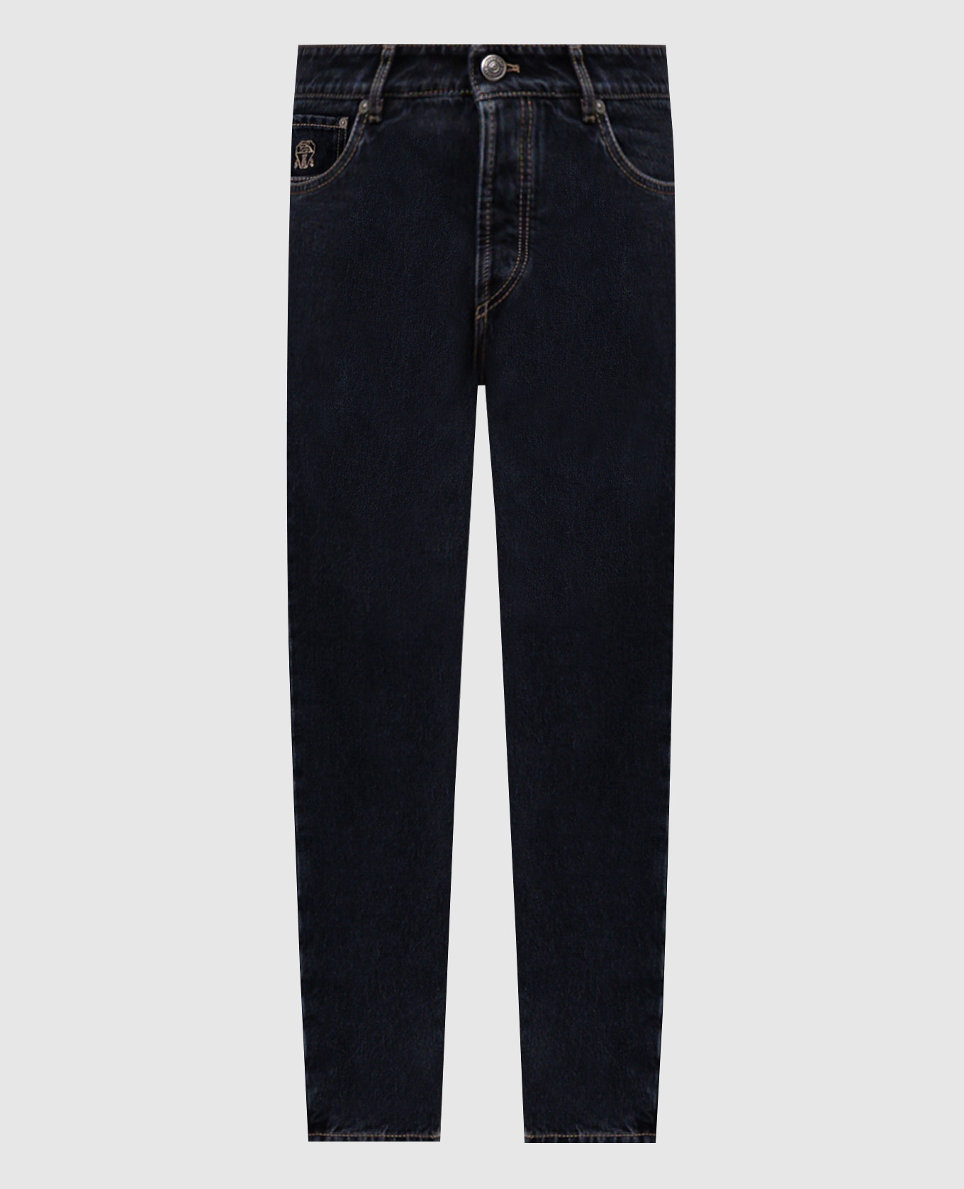 Black jeans with logo patch Brunello Cucinelli