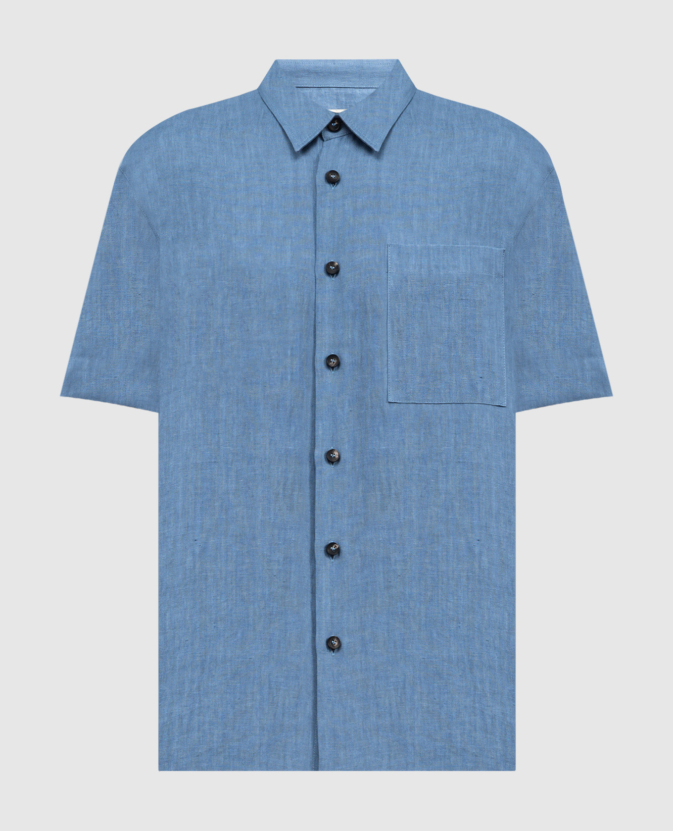 Blue linen shirt with short sleeves Cashmere&Whiskey