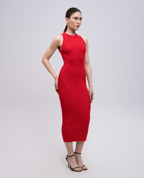 Balmain Red midi dress with figure-hugging necklines EF0RI055KI42