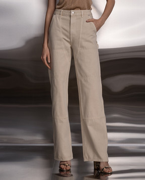 Helmut Lang Beige jeans with logo patch N10DW202