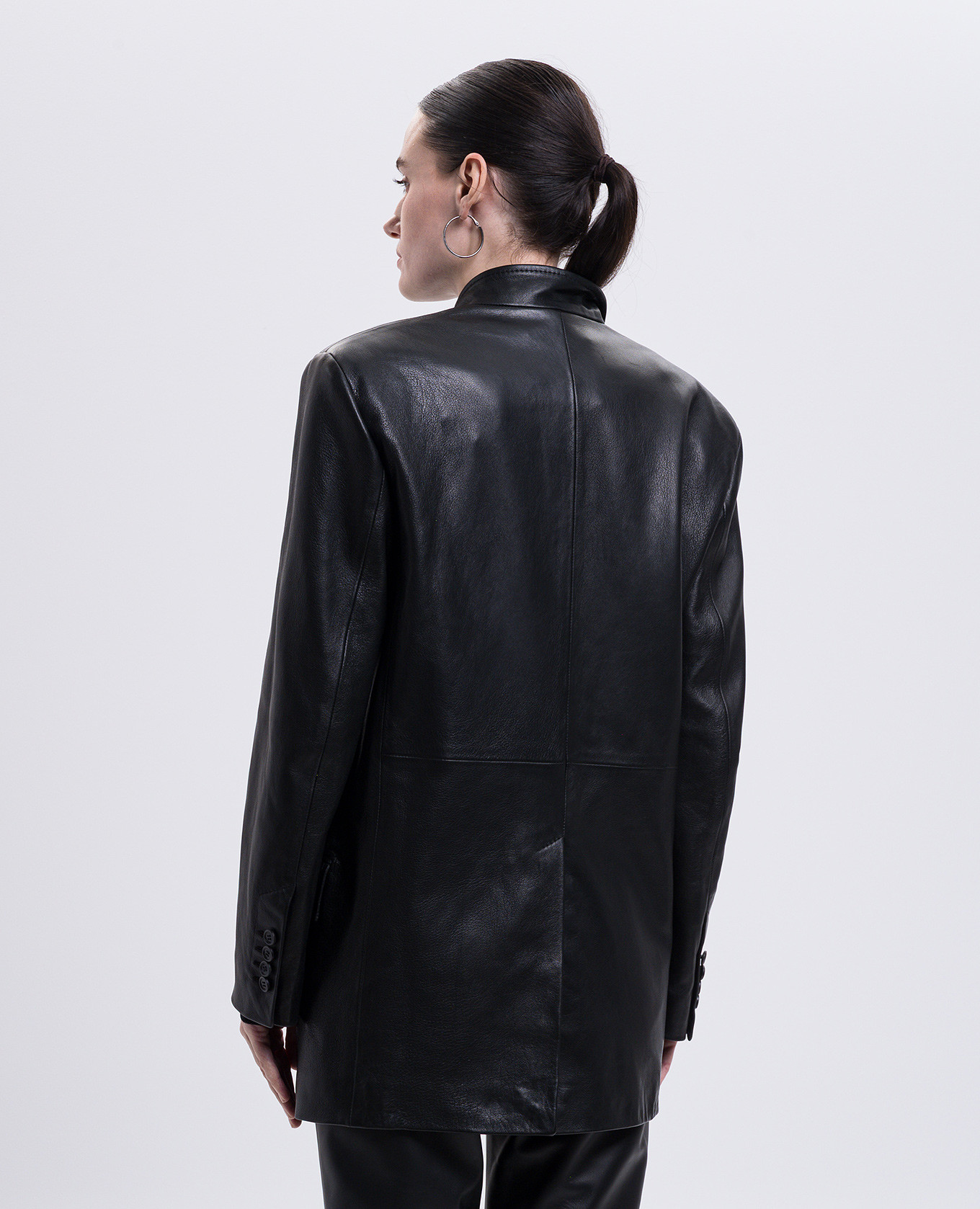 Black leather jacket with logo The Attico 4