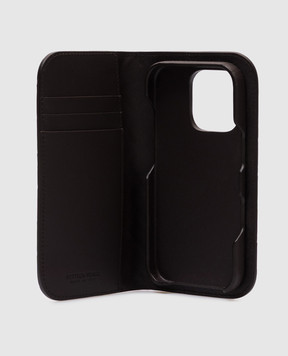 Bottega Veneta Brown leather case Foglio for Iphone 16 Pro 838801V2HL0