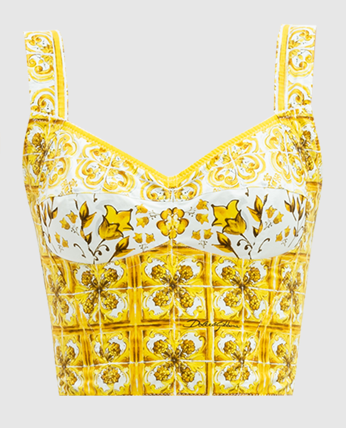 

White top-buster in majolica print Dolce&Gabbana