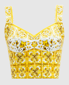 Dolce&Gabbana White top-buster in majolica print F7W98THH5EA