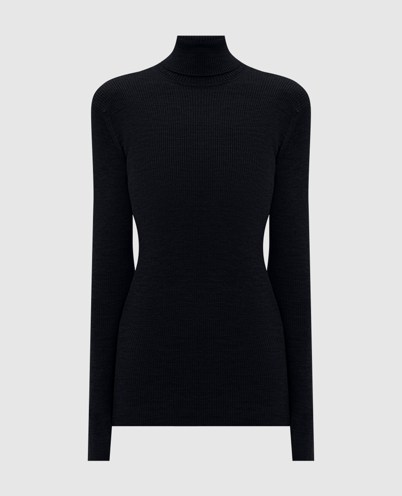 Black VENESSA ribbed merino wool turtleneck John Smedley
