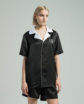 Balmain Black blouse with logo monogram embroidery CH0HN089XI63