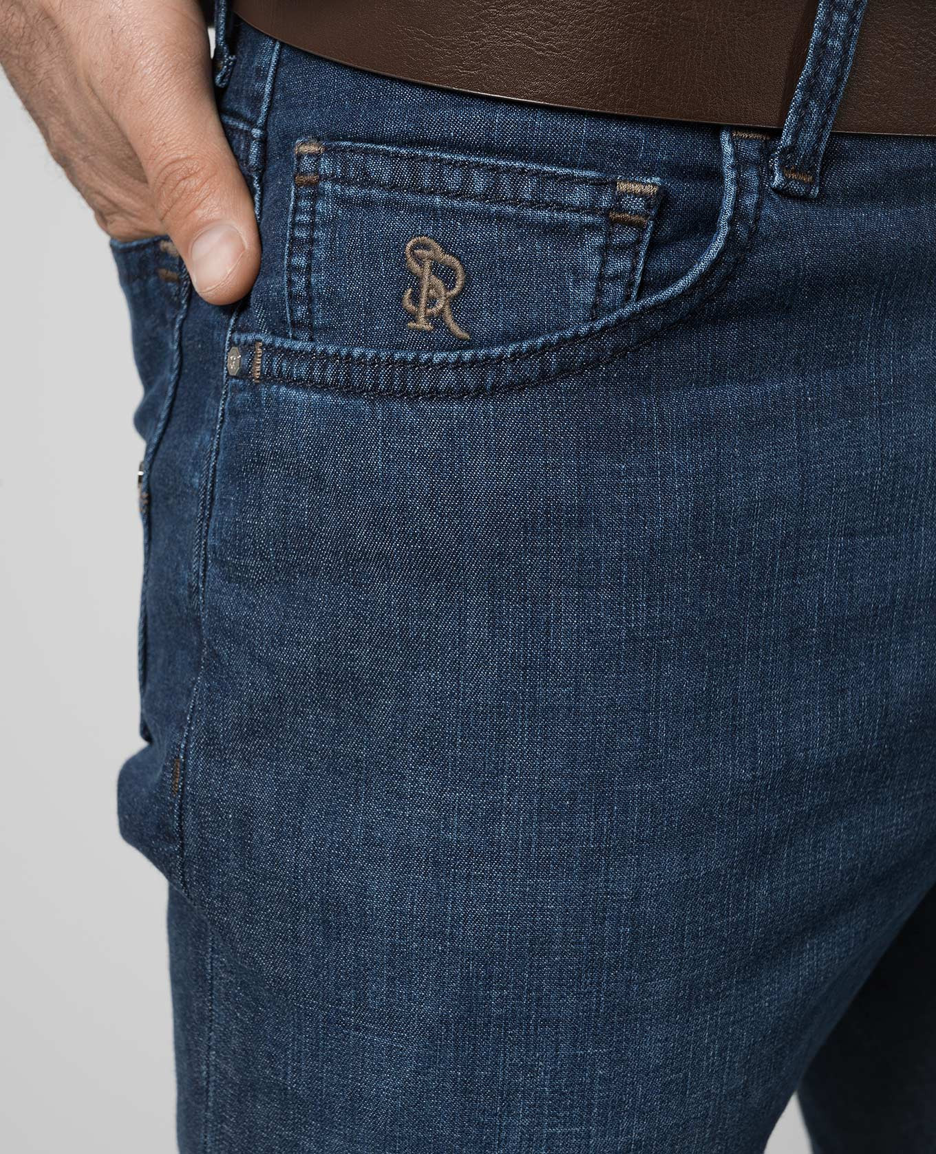 

Blue jeans with monogram logo embroidery Stefano Ricci