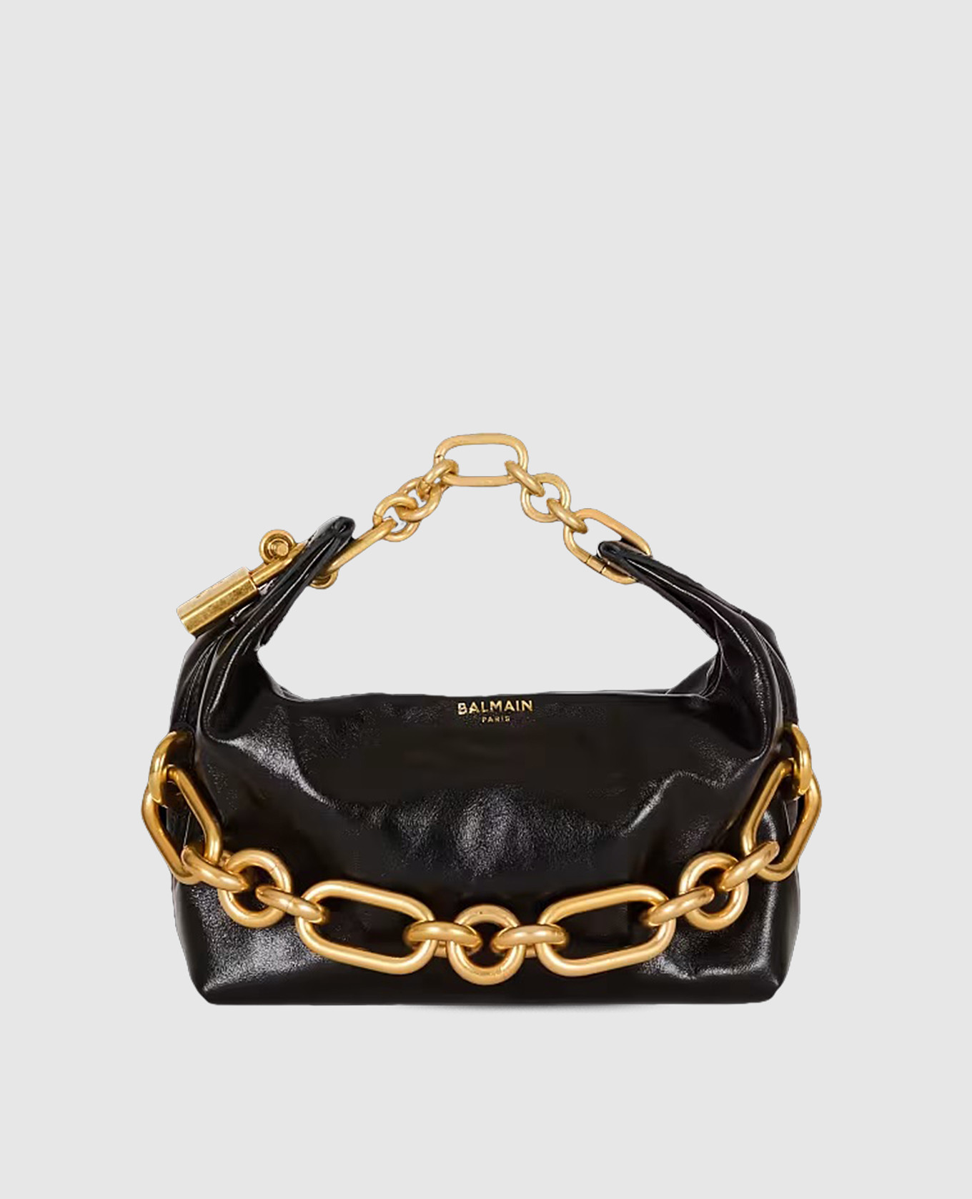 Black glossy leather Sync bag Balmain