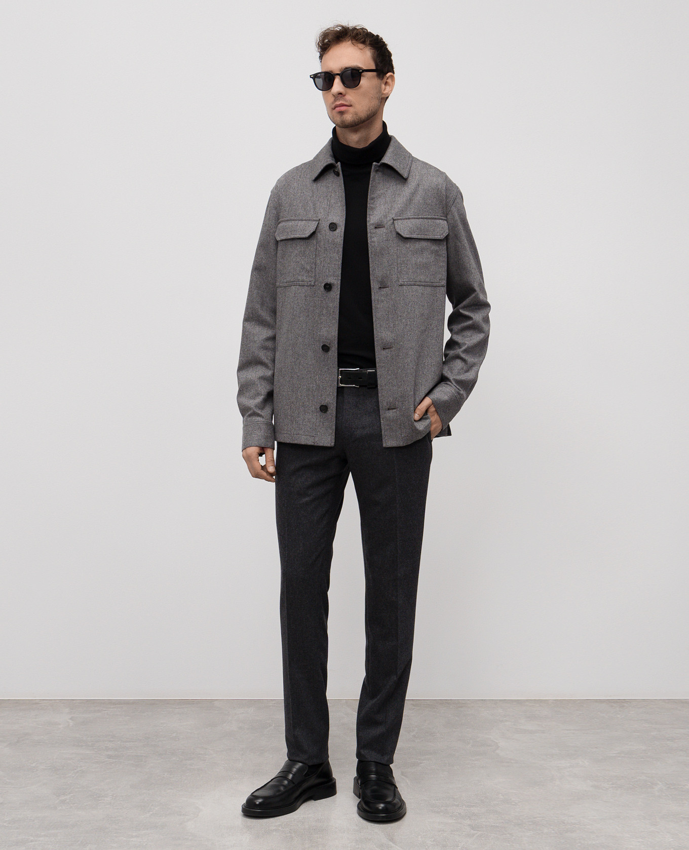 Gray wool and cashmere shirt Slowear 2