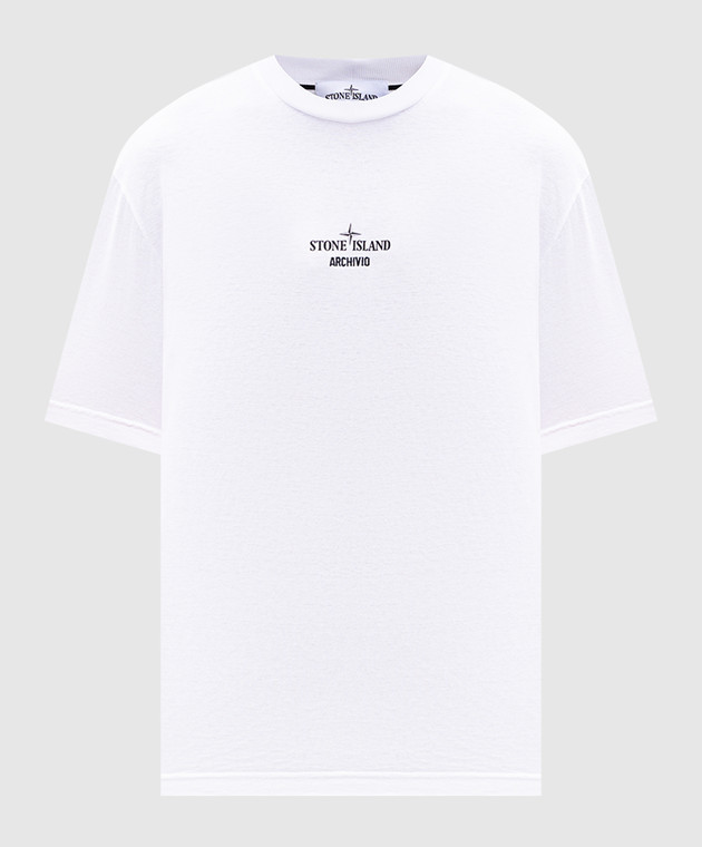 Stone Island - White T-shirt with print K2S152100037S0091 - shop