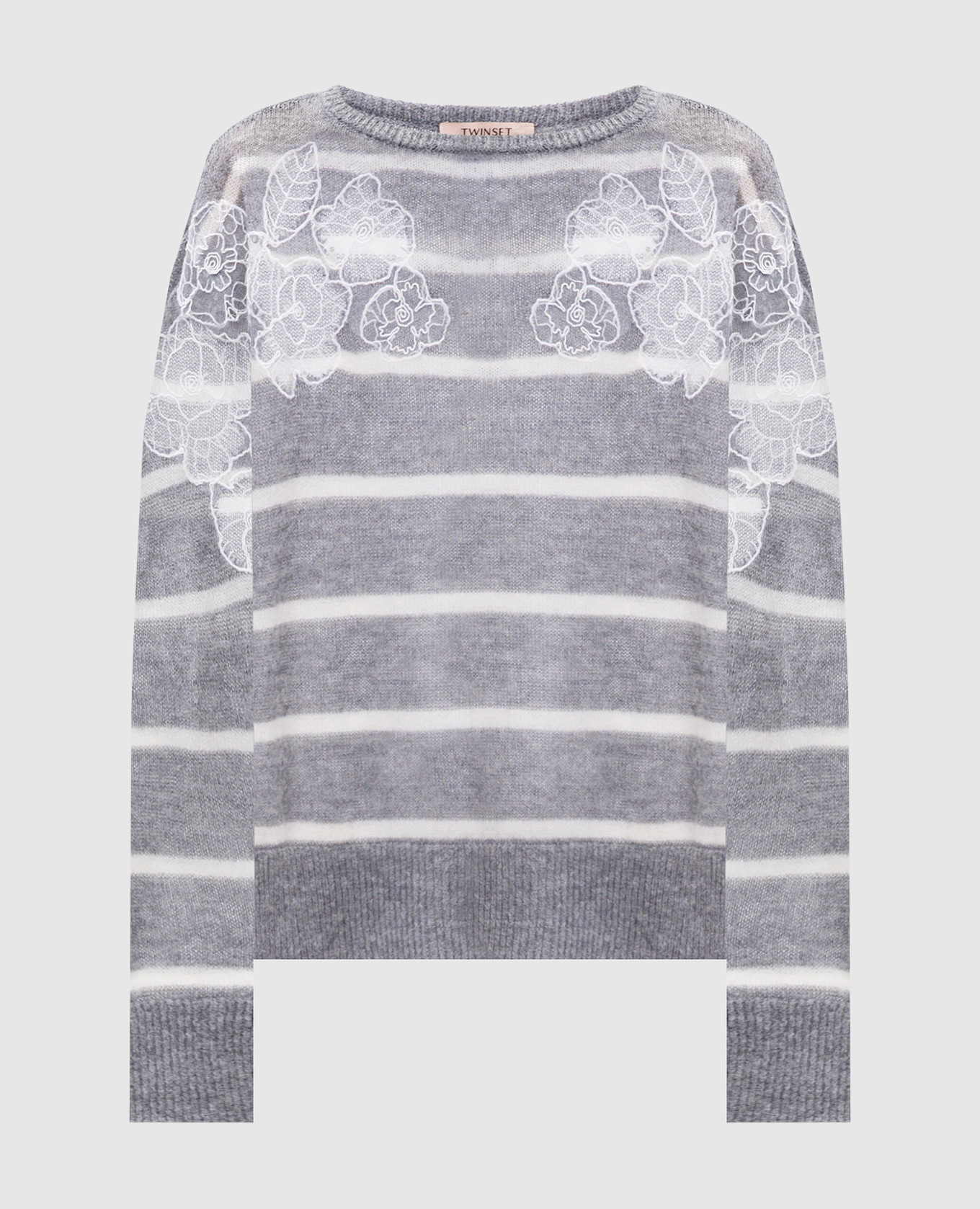 Gray striped wool jumper