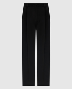 Dolce&Gabbana Black wool and silk pants with stripes GP0F2TFU21E