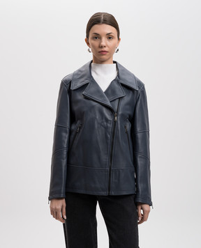 Simonetta Ravizza Blue leather jacket Milos S05JA284L16