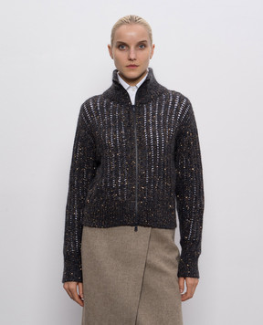 Brunello Cucinelli Blue openwork cardigan with wool and cashmere MGN364316P