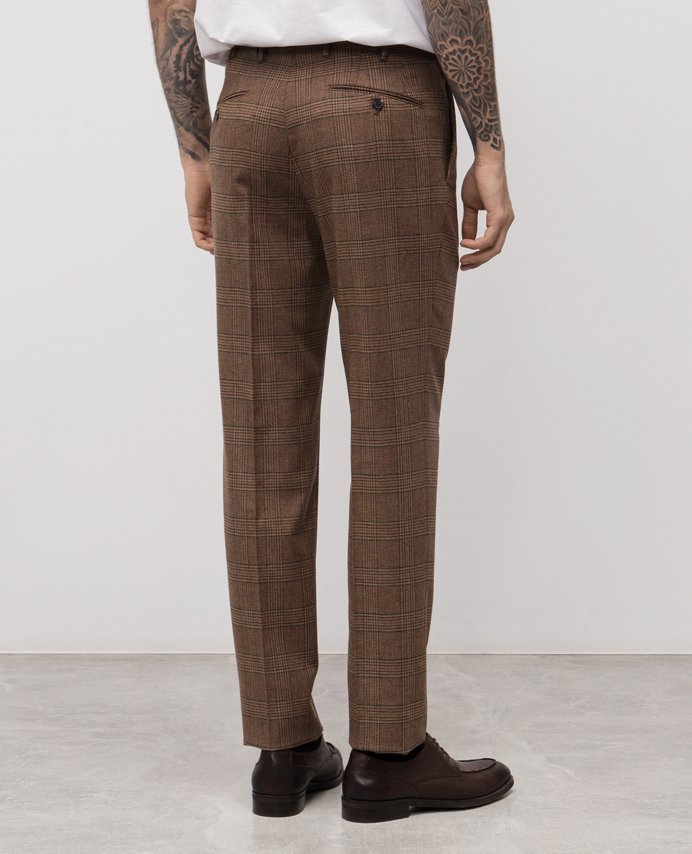 Brown checked wool and cashmere pants Slowear 4