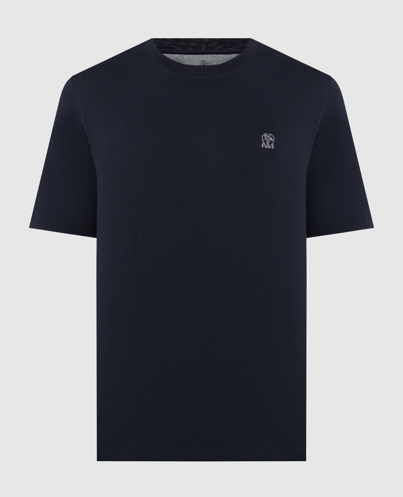 

Blue straight cut t-shirt with logo embroidery Brunello Cucinelli, Синий