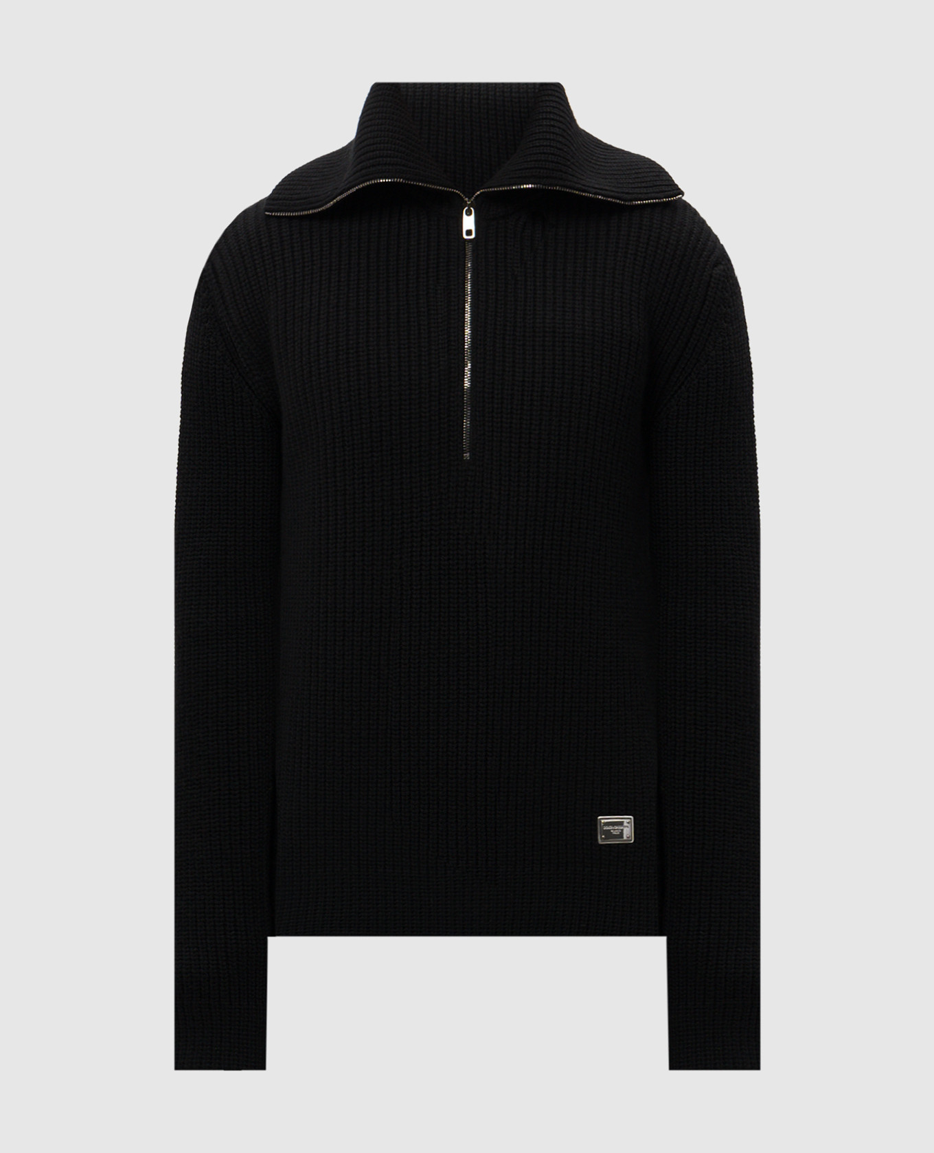 Black wool sweater with logo plate Dolce&Gabbana