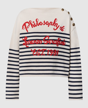Philosophy di Lorenzo Serafini Beige striped wool sweater A09020706