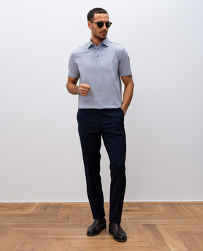 Agnona Blue silk polo with logo TT09U2YY2071